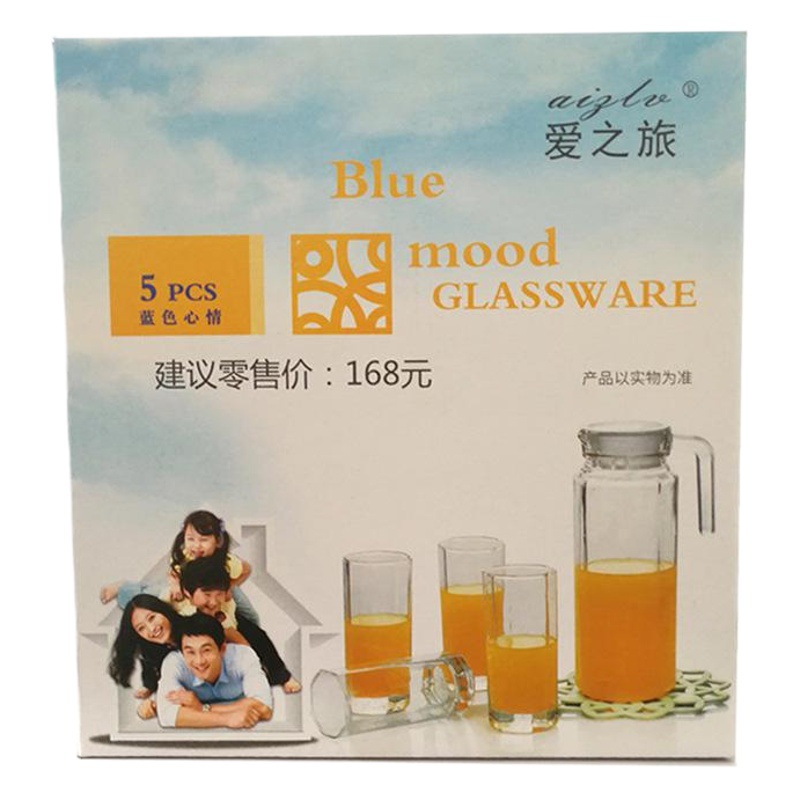 Conjunto de agua de vidrio 5 piezas, jarra octogonal, fuente de origen, venta por volumen