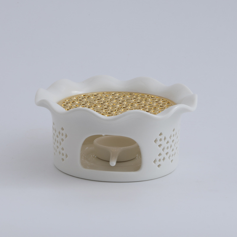 Calentador de té con diseño de horno hueco que cambia de color, calentador de velas para restaurantes, hoteles y uso doméstico, tetera aislada con forma de flor, calentador de té esmaltado en horno.