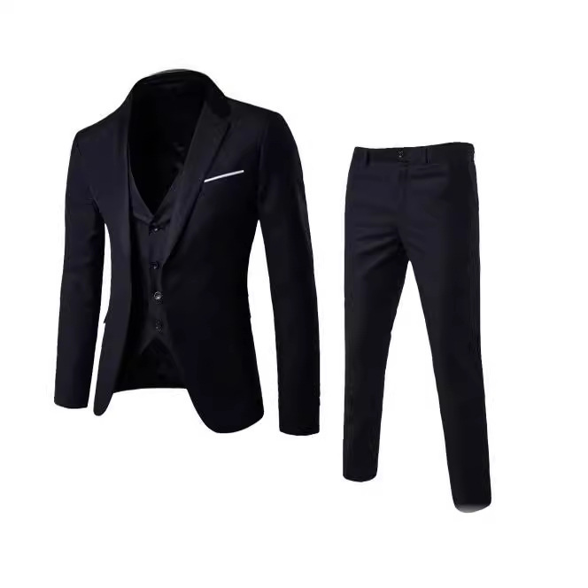 European size Amazon men's suit formal wear jacket + vest + trousers three-piece set (available)