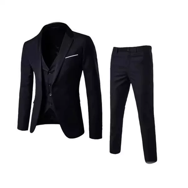 European size Amazon men's suit formal wear jacket + vest + trousers three-piece set (available)