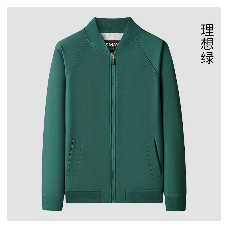 美式飞行员夹克棒球服纯色立领商务男工作服风衣工装外套刺绣时尚|undefined