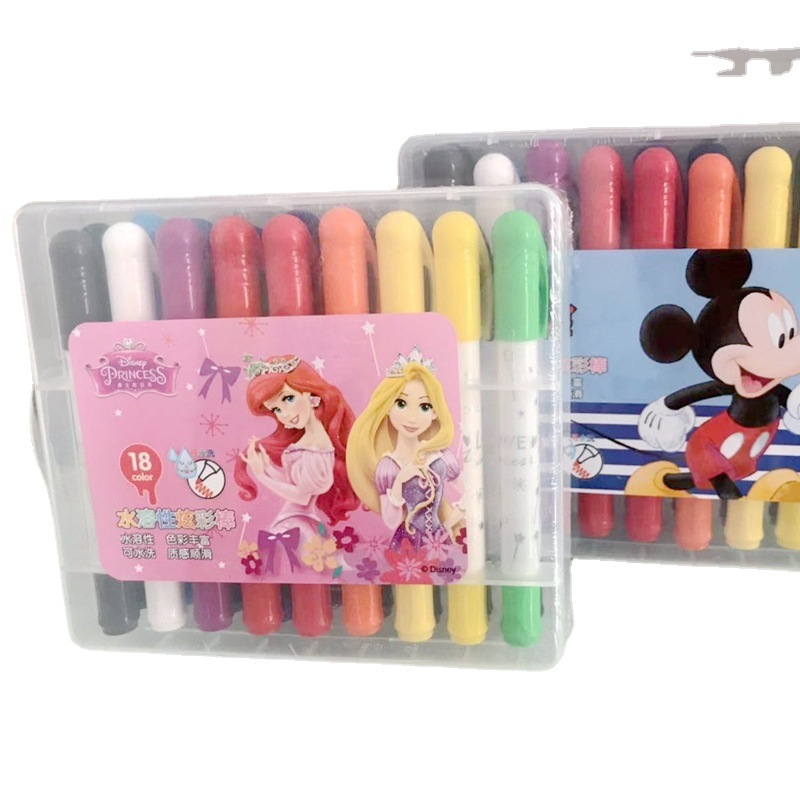 正版迪士尼炫彩棒 儿童学生绘画旋转易清洗油画棒 亲子彩色笔批发|ru