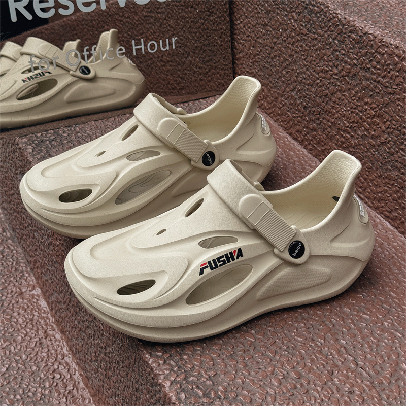 Zapatos con agujeros de suela gruesa para hombres, ropa exterior de verano, antideslizante, zapatos de vadeo de playa, zapatos de río, sandalias Baotou