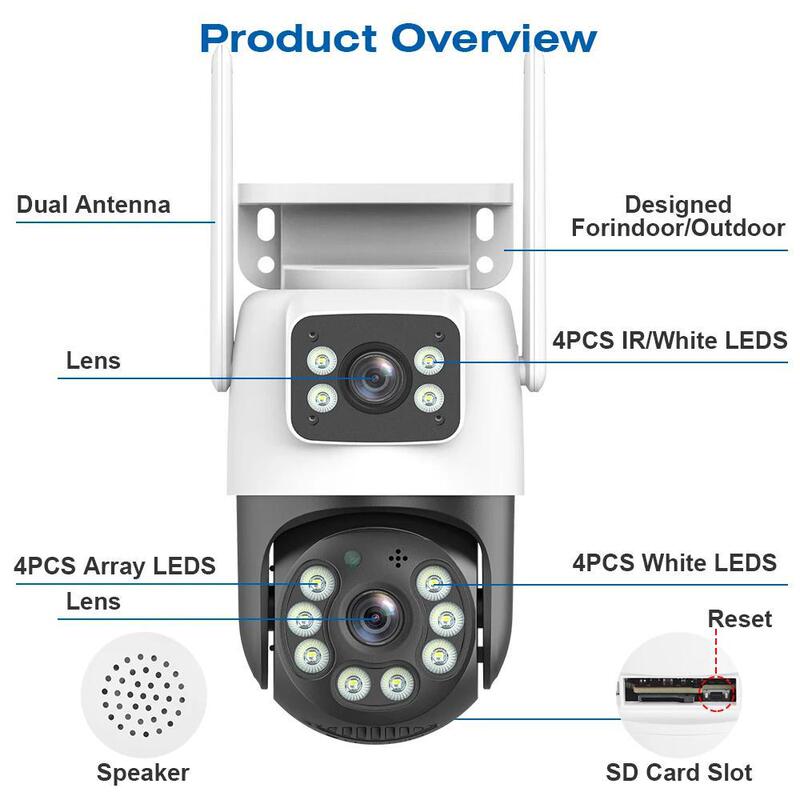 ICSEE 双眼ガンボール 8MP 監視カメラ家庭用屋外 360 度死角なしデュアルカメラ Xiongmai|undefined
