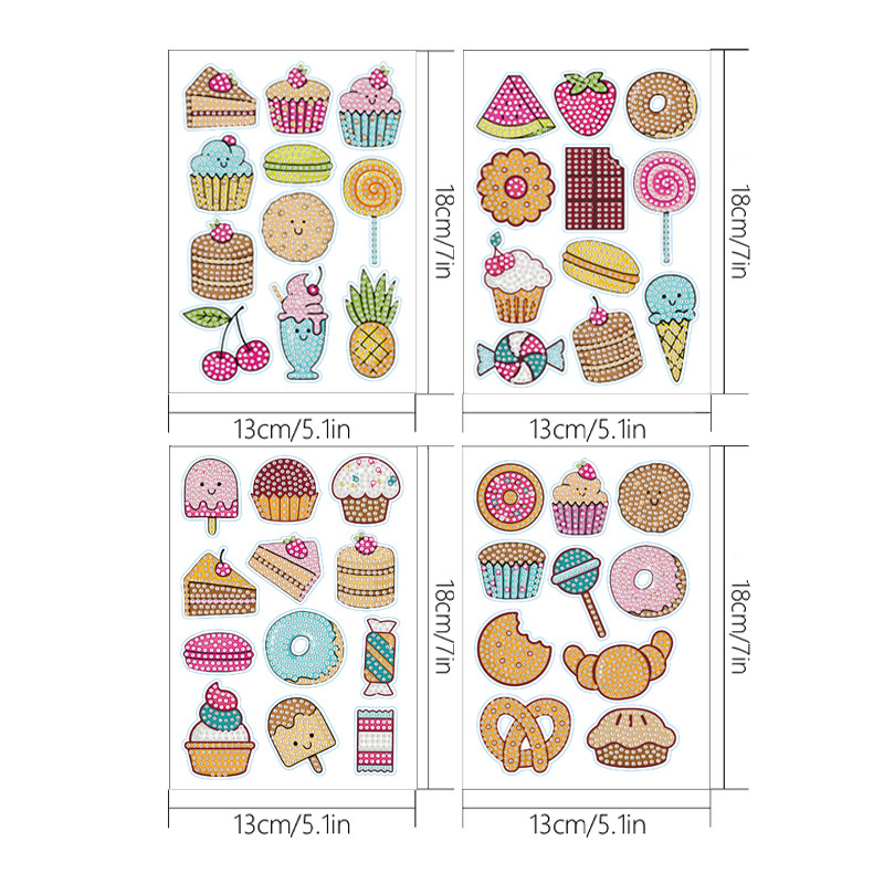 Pintura de Diamantes con Diseño de Arcoíris de Dibujos Animados, Pegatinas Aleatorias para Pared de Ladrillos, Pegatinas Redondas de PVC para Niños