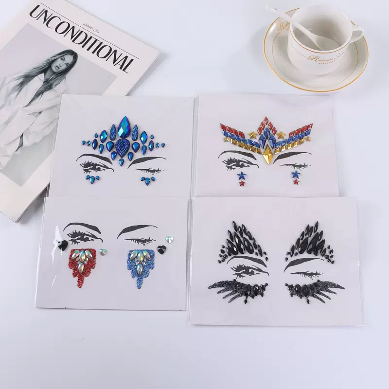 现货批发跨境音乐节钻贴 演唱会化装舞会眼部脸贴 儿童水晶钻石贴