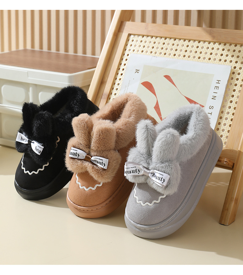 2023 Autumn and Winter New Snow Boots with Plush Insulation on The Outside, Thick Soles, Plush Plush Snow Shoes, Couple Cotton Shoes_voghion.com