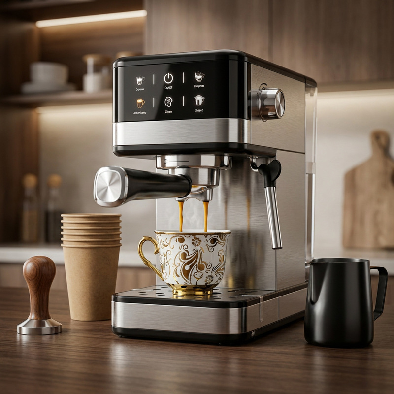 20Bar Italian Semi-Automatic Coffee Machine Household Multi-Function High-Pressure Steam Milk Foam Fancy Machine Touch Coffee Mach