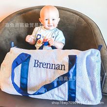 泡泡纱斜挎包枕头手提包大包潮流包现代简约条纹可折叠旅行包