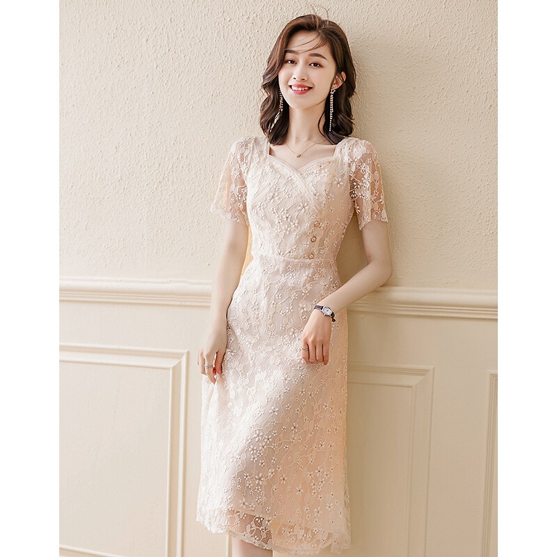 Sweet French Dress, Petite Street Skirt, Gentle Style, Summer Slimming Look Lace Skirt, Mid-Length a Skirt
