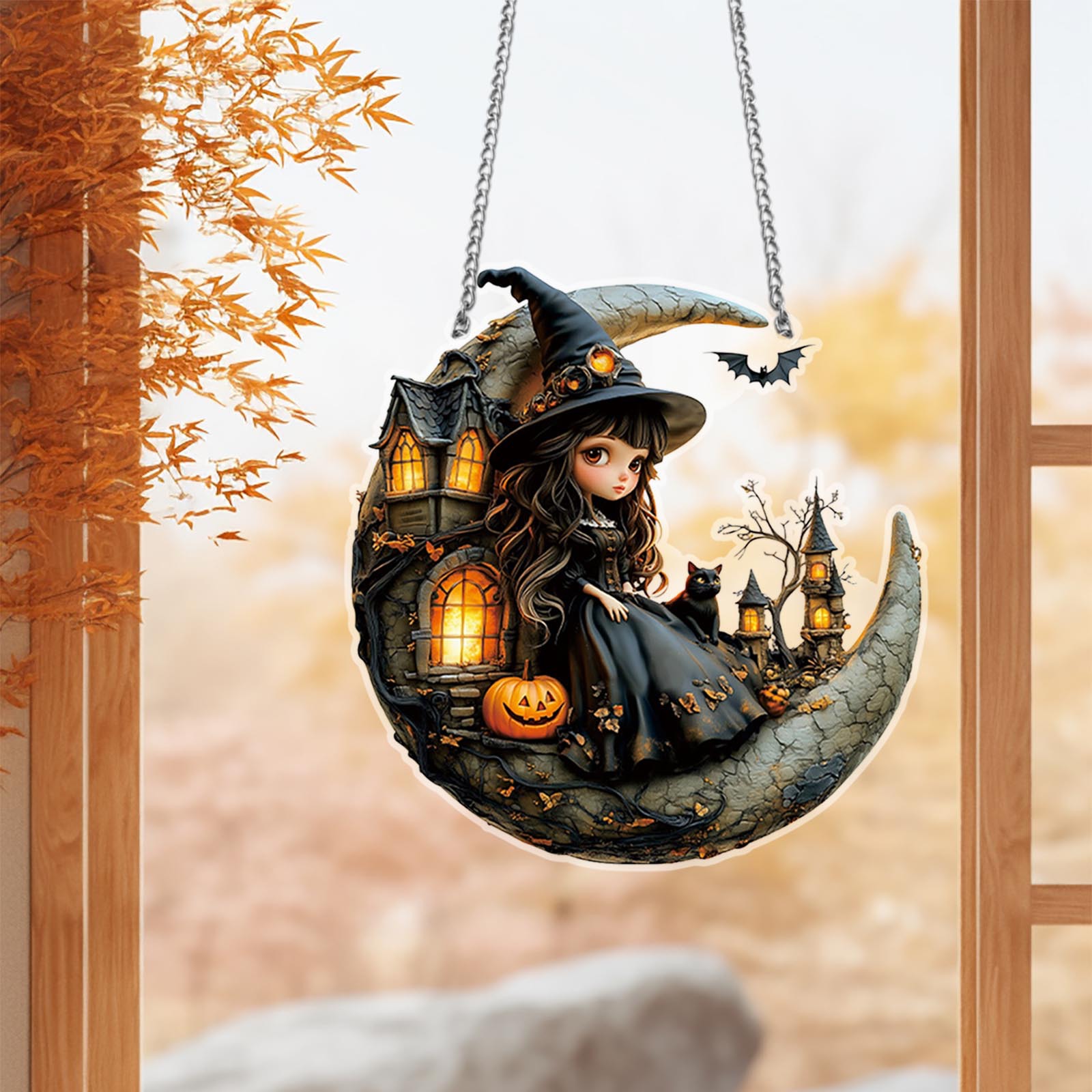 Ventas transfronterizas calientes de Halloween lámparas de calabaza accesorios decoraciones colgantes de gabinete escenas al aire libre brujas de tela