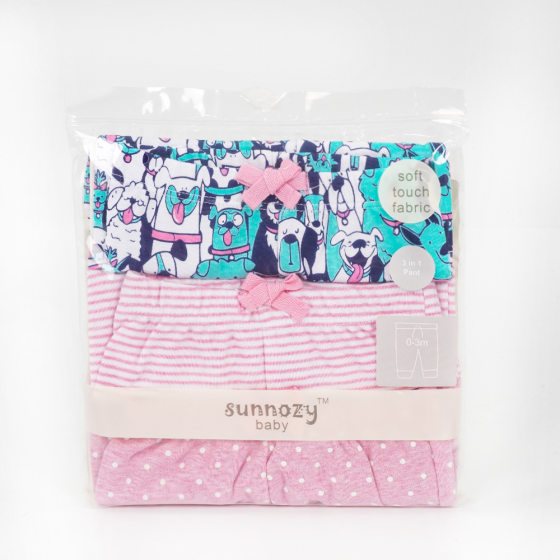 Sunnozy Newborn Spring and Summer Baby Cotton Pants Three-piece Set Baby Cute Leggings Outer Wear Pants