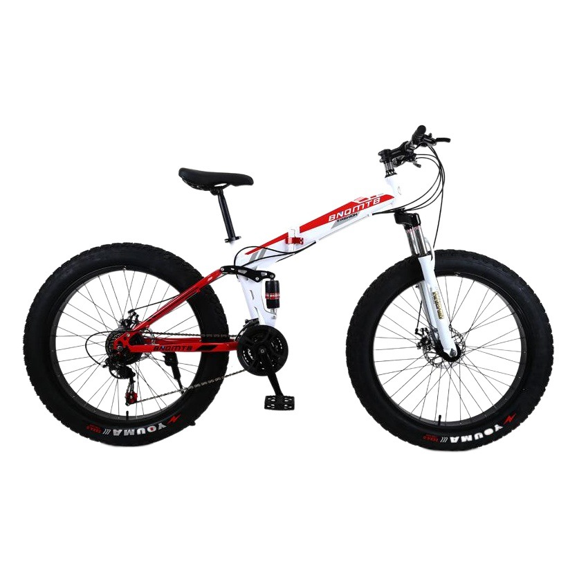 Bicicleta de montaña plegable con velocidad variable, amortiguación, frenos de disco, neumáticos anchos, plegable, frenos de disco dobles.