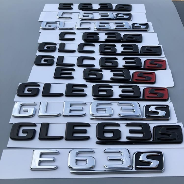 Suitable For New Mercedes-Benz C63S Car E63 Rear Tail Emblem GLE63 Modified GLC63 Logo Sticker Black_voghion.com