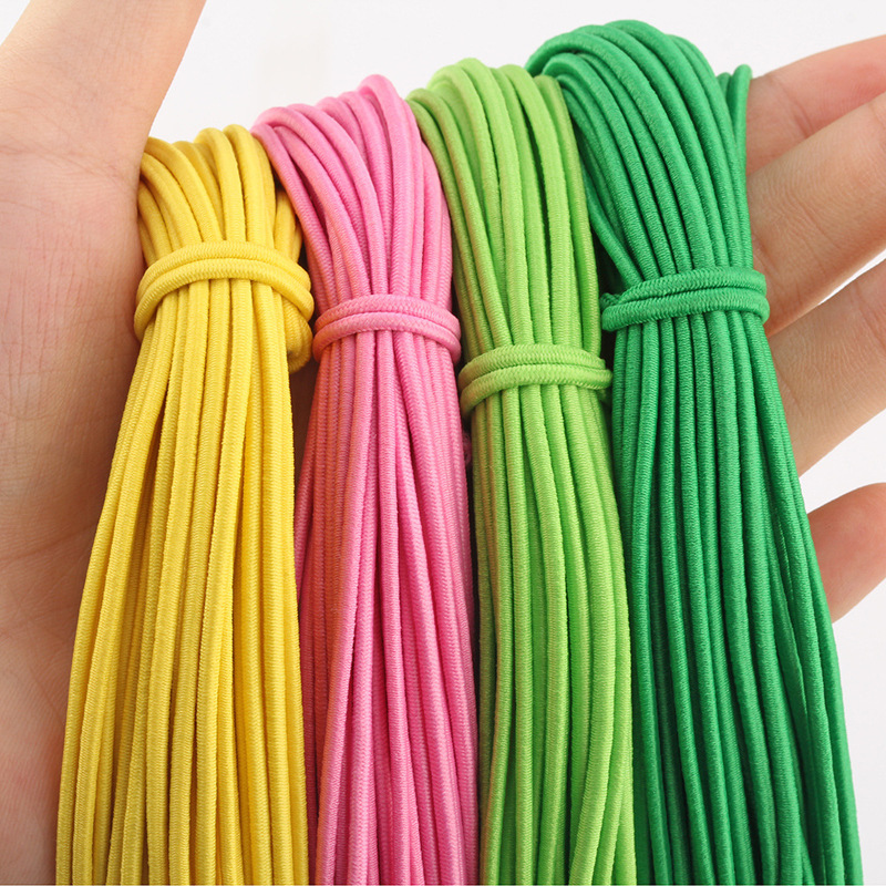 500 color de poliéster 2 / 2.5 / 3mm ropa de color cerrada látex elástico cuerda redonda de color sólido cinta elástica redonda
