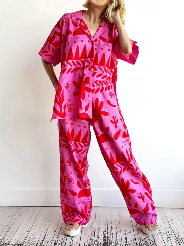 Linen, Polyester Fabric Type Pant Co-ord Set Sets Type Holiday Beach Date Women's Vacation Printing Linen Polyester Printing Pant Co-ord Set Pants Sets