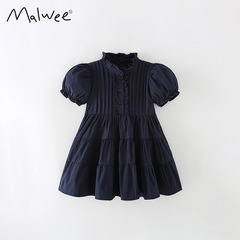 Malwee Girls' Princess Dress New Summer Style Casual Short Sleeve Dress for Children 