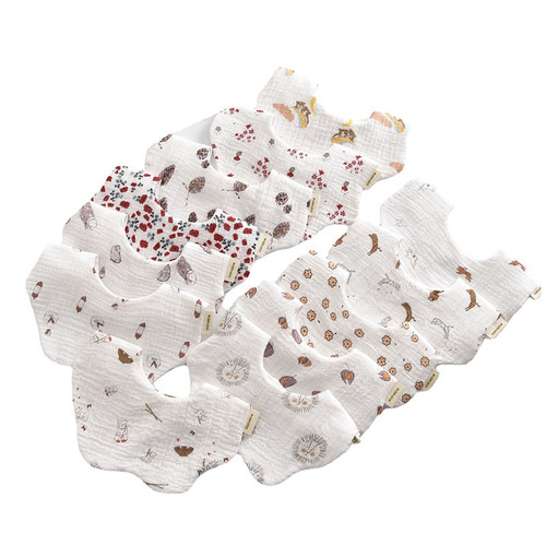Baby bibs, baby saliva towels, 6-layer yarn, type A pure cotton flap bibs, newborn organic cotton soft saliva bags