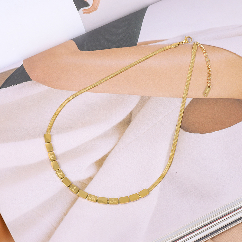 Simple Style Square Titanium Steel Plating Necklace Colorza_colorza_5