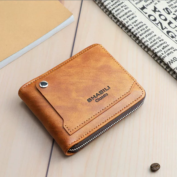 2026 Men's Short Wallet with External Card Slot, Student Wallet, Men's Multifunctional Large Capacity Small Card Holder, Portable Coin Purse