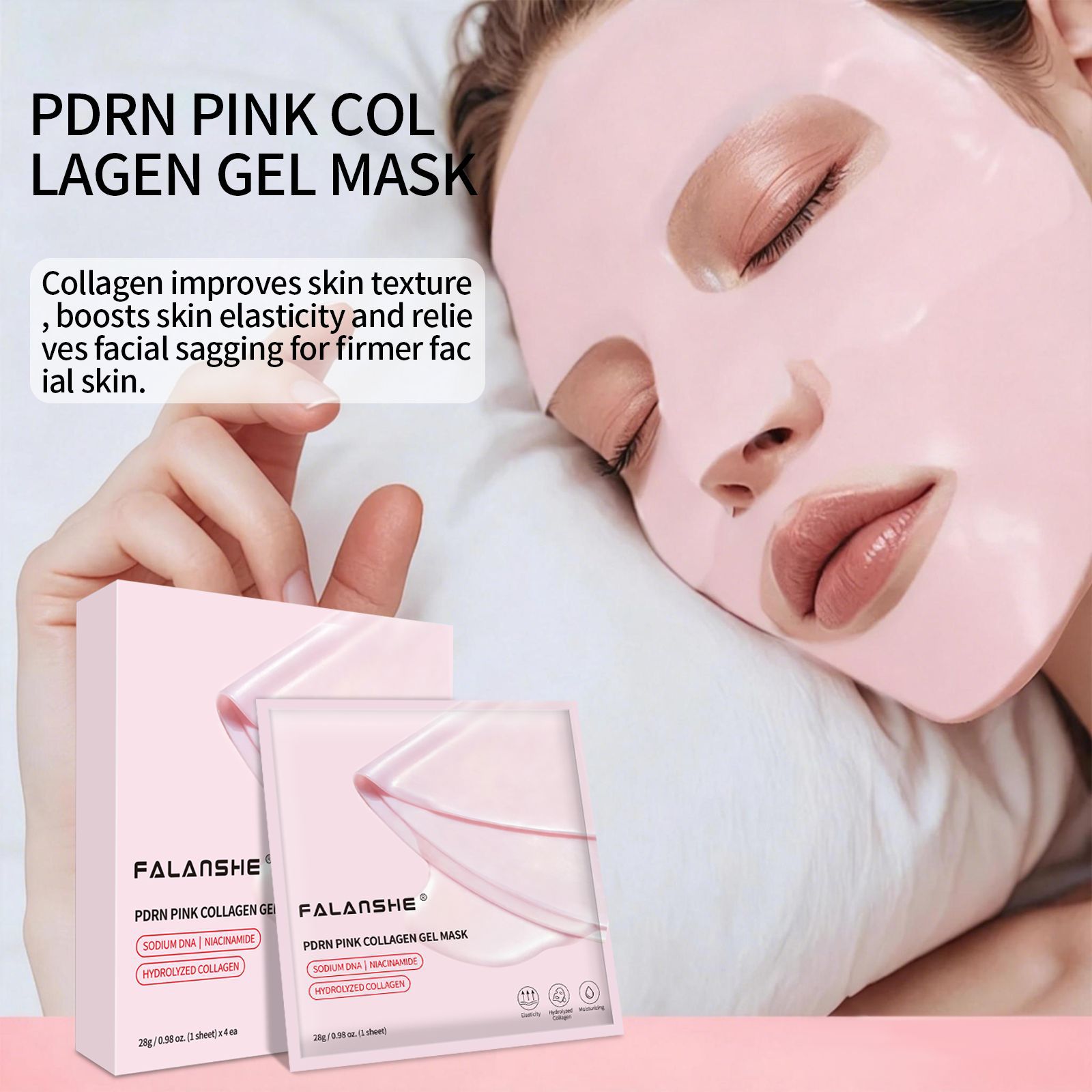 跨境专供FALANSHEPDRNPINK粉变透粉色胶原蛋白面膜果冻面膜批发