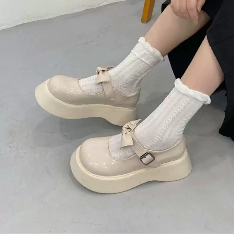 Милые маленькие кожаные туфли Мэри Джейн на толстой подошве в японском стиле для женщин jk с юбками, новые весенние туфли на плоской подошве, универсальные студенческие туфли с большим носком, летние