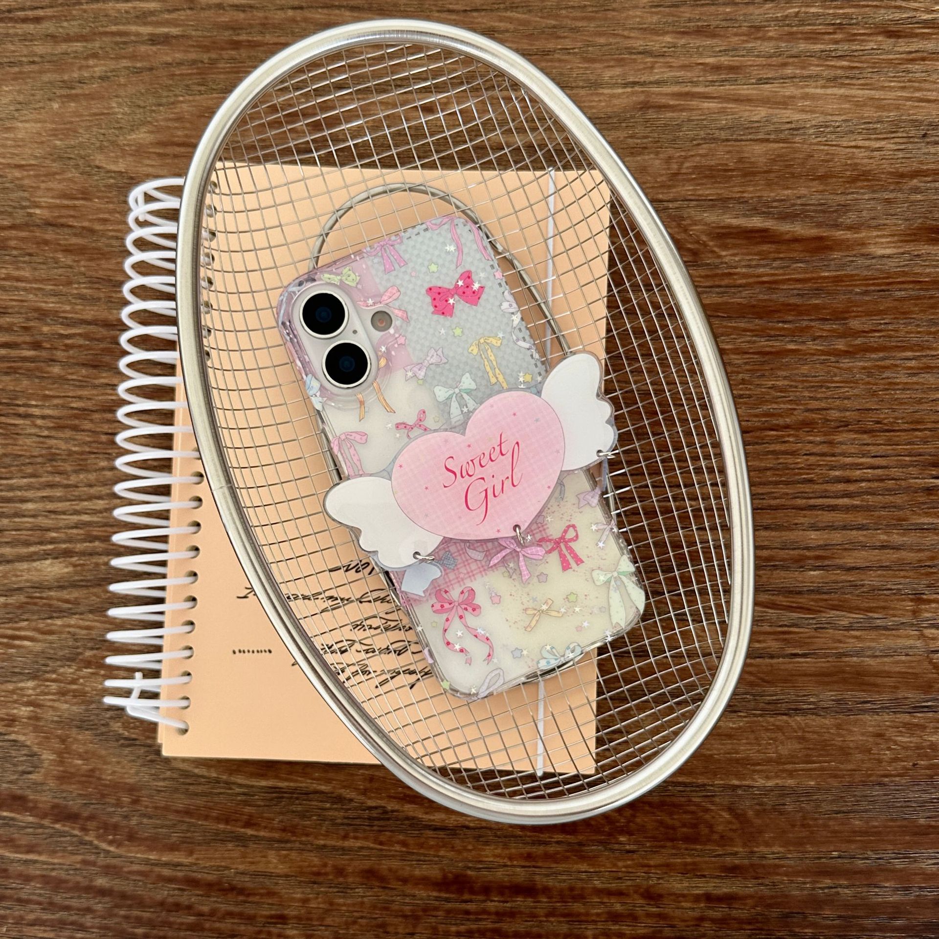Soporte de amor con lazo para niña para iPhone 15/16 Apple 16Pro funda para teléfono móvil 15Pro femenino 14/13