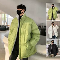 Мужская и женская новая зимняя пара гонконгский ветер свободный стоячий воротник белая утка пуховик модный воротник толстый пуховик