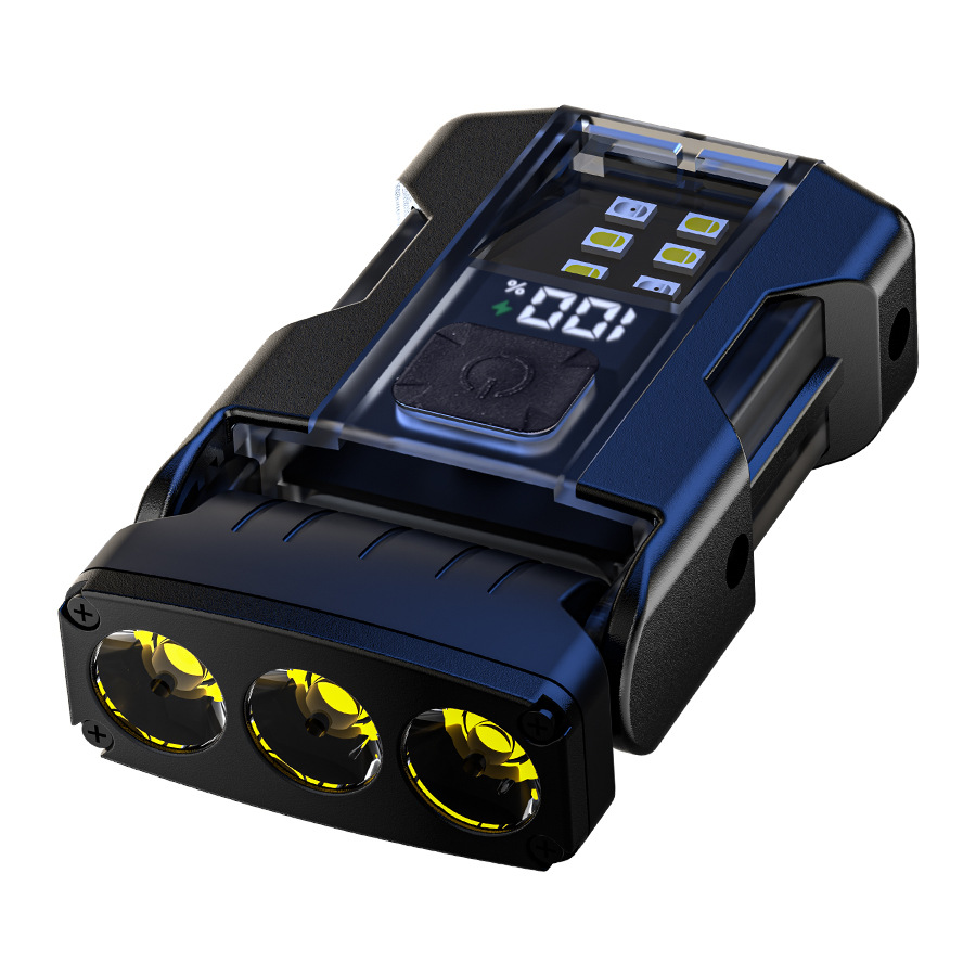 Cross-border nueva lámpara de clip de sombrero multifuncional luz brillante al aire libre cañón de acero multifuente de luz luz mini linterna