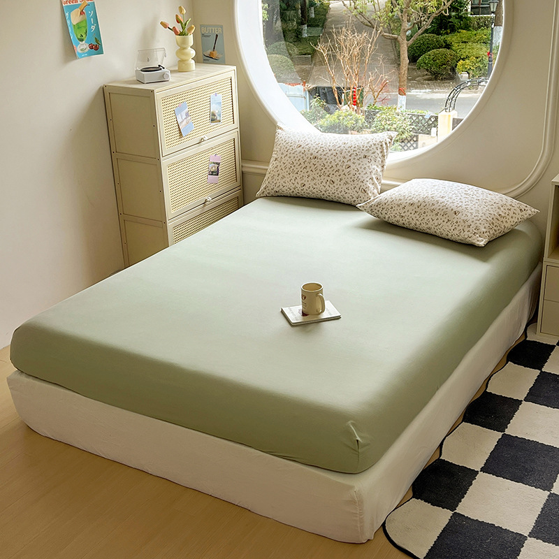 Colchón de cama de algodón de punto de primavera y verano transpirable de color Cubierta antipolvo Cubierta protectora de colchón fija Cubierta de cama completamente envolvente