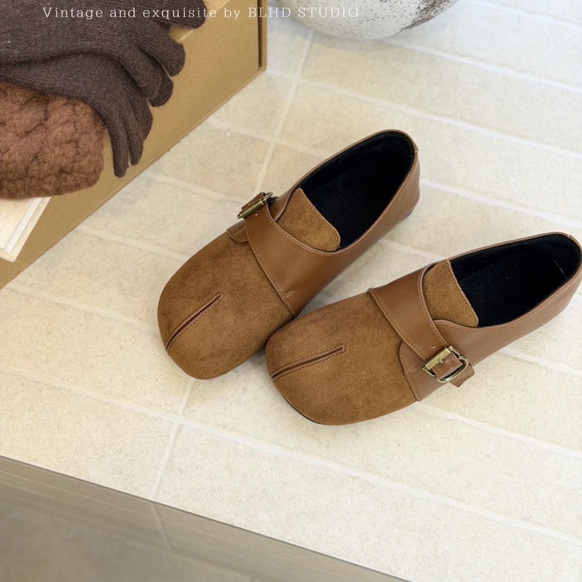 Retro Matte Suede For Women, 2025 Autumn New Versatile Soft Sole Fleece-Lined Flat Mary Jane Shoes_vogvips.com