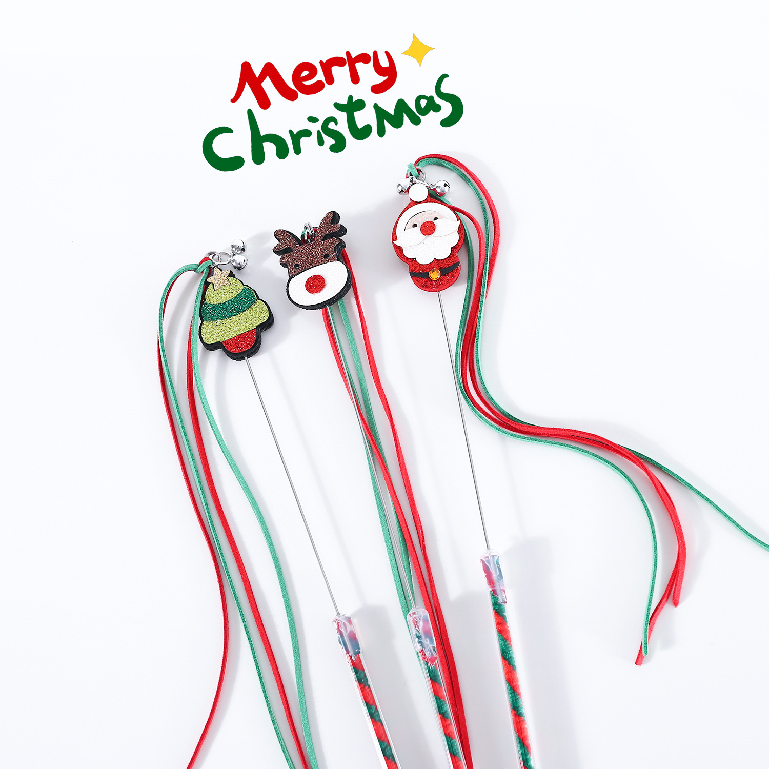 2023 Navidad gato divertido palo borla sonido campana viejo hombre árbol ELK lentejuelas mascota gato interactivo juguetes de entrenamiento