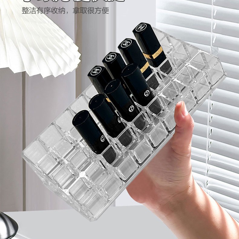 Lipstick liquid lipstick organizer desktop transparent acrylic vanity multi-compartment viral cosmetics display shelf