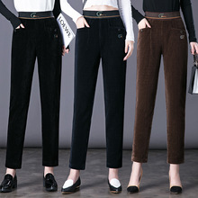 6260条绒灯芯绒外穿打底雪尼尔中年女裤高腰中老年女裤批发代理秋