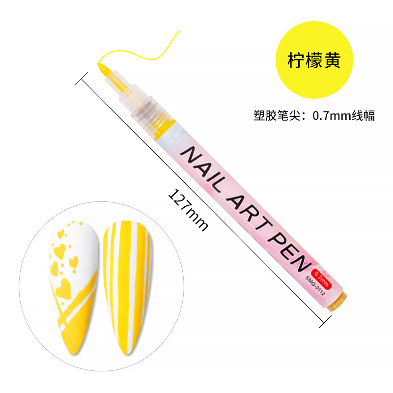 SOMEQI Bolígrafo para decoración de uñas de 12 colores para pintar y puntear, bolígrafo con punta de aguja para diario DIY, bolígrafo para delinear, bolígrafo para grafiti para decoración de uñas.