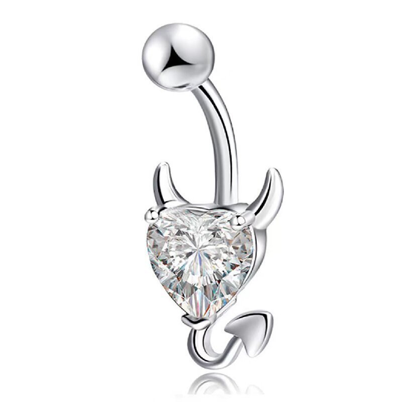 Modischer, minimalistischer, personalisierter Zirkonia-Ring im europäischen und amerikanischen Stil mit herzförmigem Teufelchen-Motiv, Piercing-Schmuck, angenehm zu tragen_voghion.com