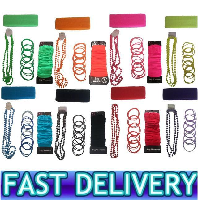 1980 solo partido vestido de cuatro colores neón collar pulsera Lightning pendientes red pesca guantes pierna calcetines seis traje