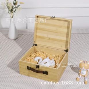 Wooden Flip-Top Storage Box Portable Tea Jewelry Gift Box Desktop Storage Box with Lock Buckle Wholesale