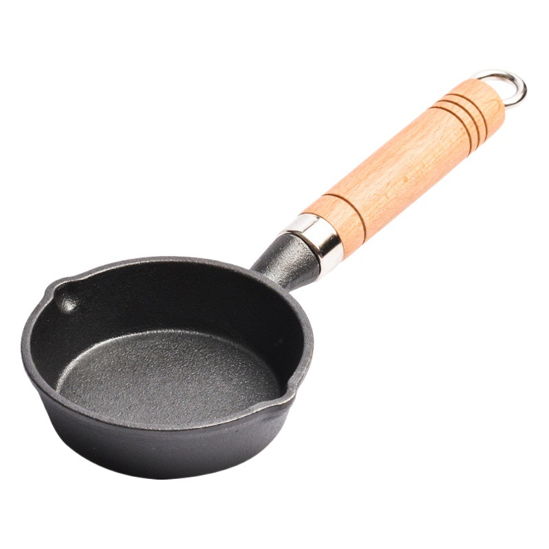 Pequeña Felicidad de hierro fundido mini tortilla sartén de aceite huevo dumpling haciendo artefacto hogar plano sartén antiadherente tamaño pequeño sartén de aceite caliente