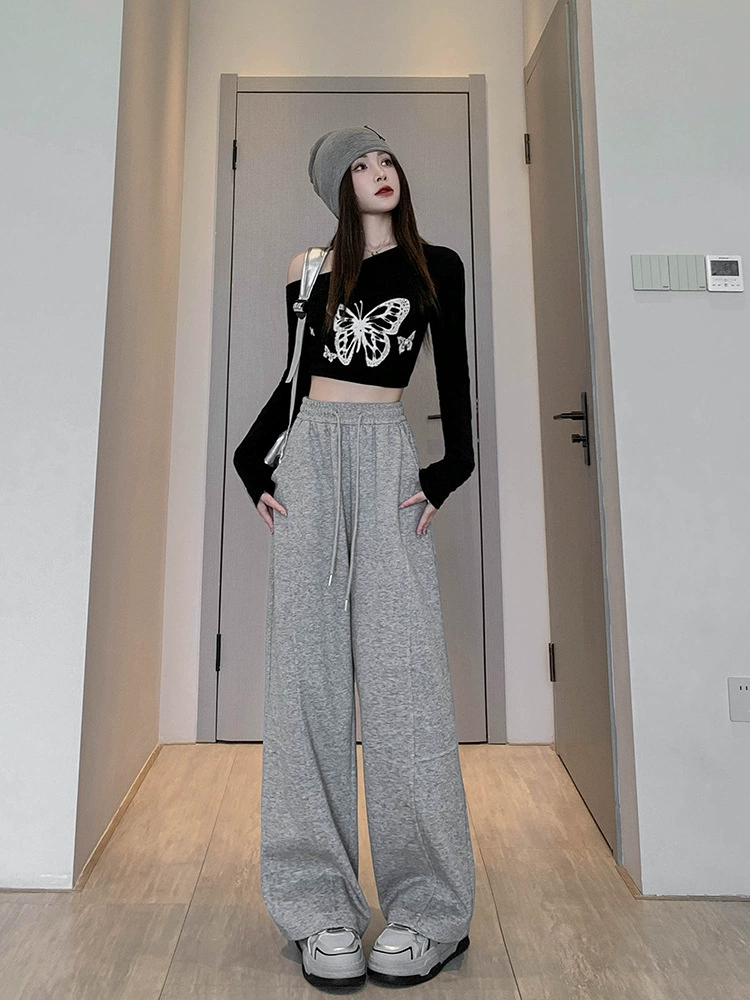 フリース中間シーズン用パンツ、ハイウエスト、ゆったりストレート、アメリカンスタイル、S〜XL