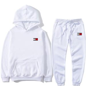 跨境亚马逊wish欧美秋装男士连帽卫衣2件套印花运动休闲慢跑 套装