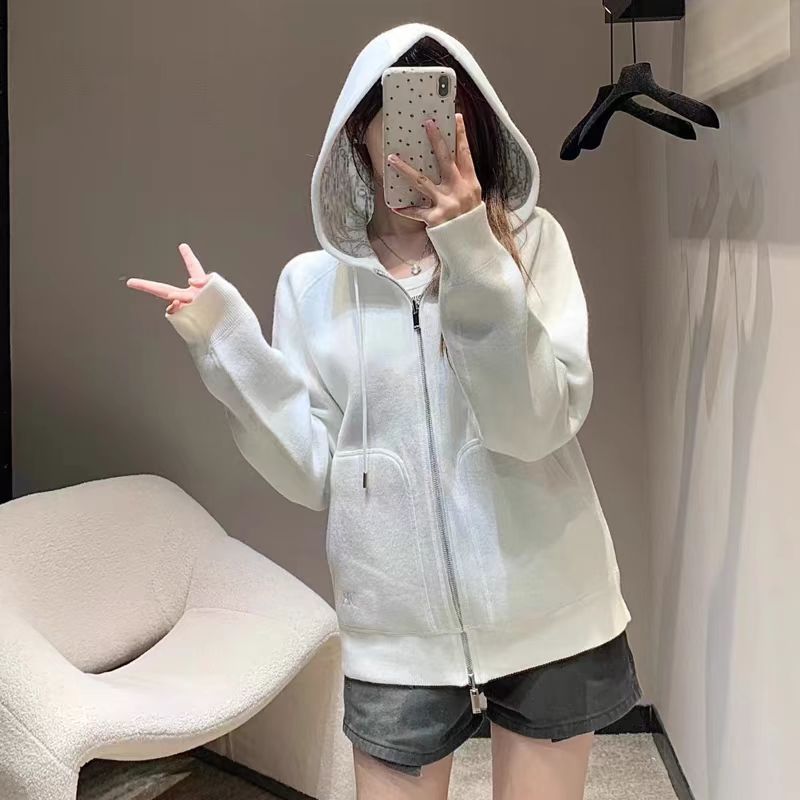 Dior Zip Sweater Reversible Monogram Knit White