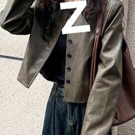 皮衣女短款外套2026春秋新款韩版百搭显瘦单排扣pu机车服皮夹克潮