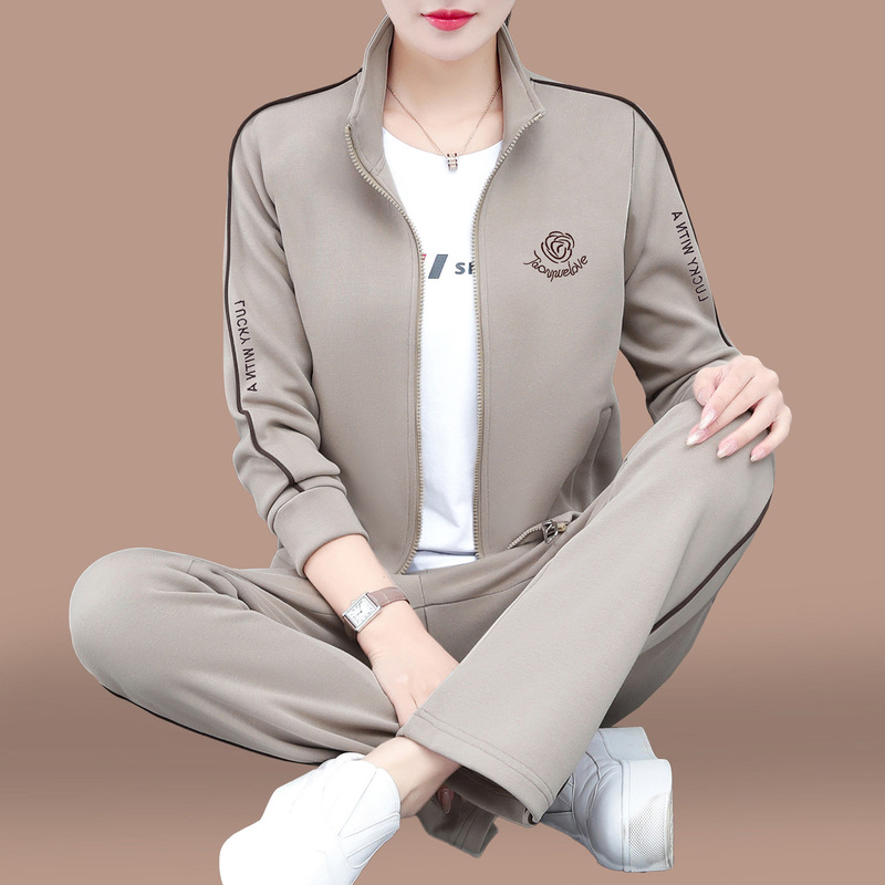 立领外套运动套装女2025新款春秋中年妈妈时髦洋气宽松休闲两件套|undefined