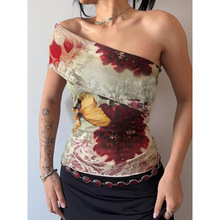 T 37114 Tie-dye Butterfly Crop Top ��Ⱦ����Ĩ�ض̿� T ��
