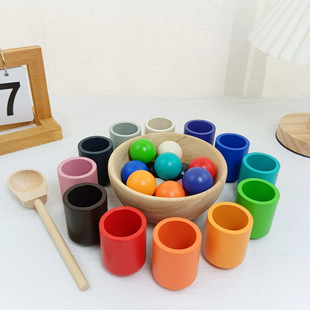 Early Education Kidsren's Educational Toys Montessori Balls and Cups Color Recognition Matching Classification Kidsren's Enlightenment Teaching Aids Clips
