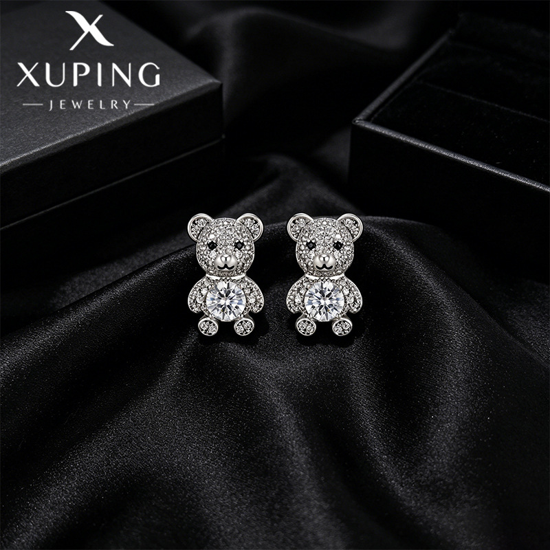 Pendientes de Aleación de Cobre con Baño Electrolítico Blanco de Xuping Jewelry, Diseño Versátil de Lujo Ligero, Venta al por Mayor