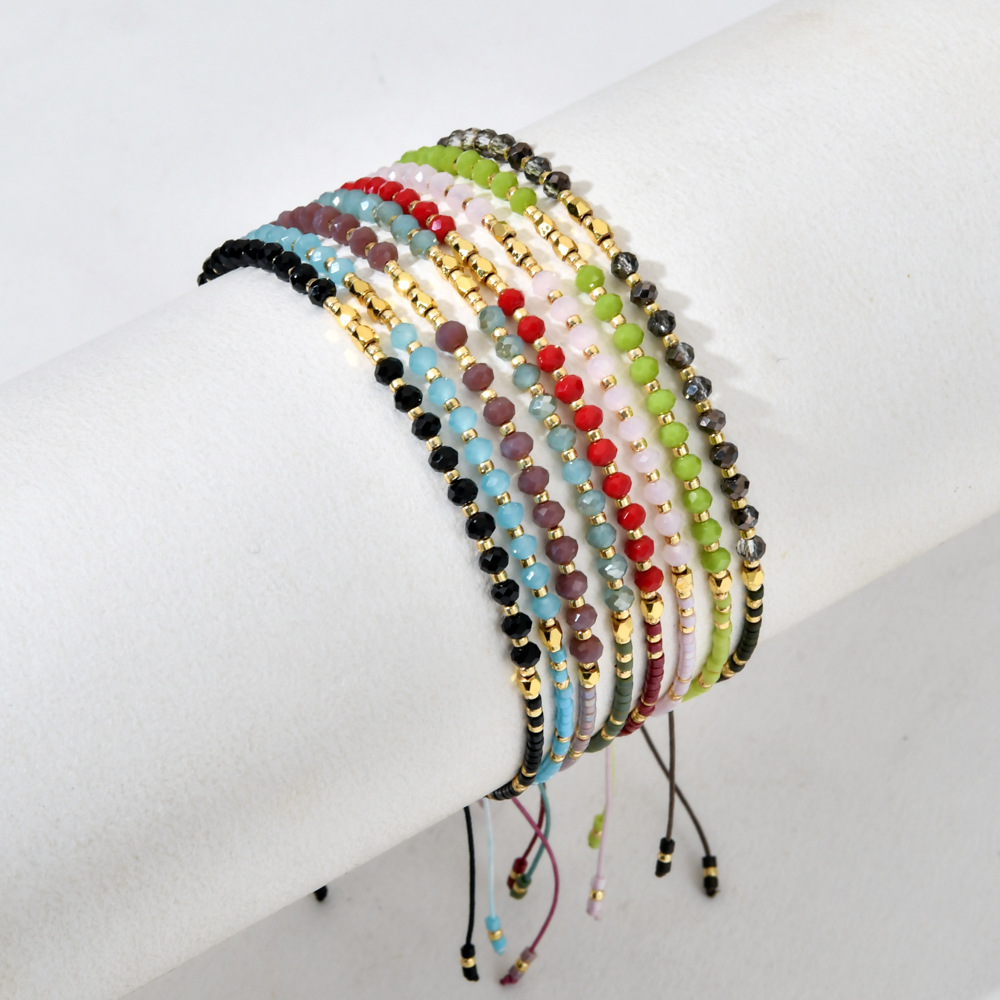 Bohemian Solid Color Natural Stone Drawstring Bracelets display picture 2