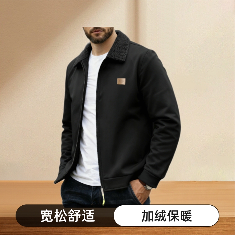 2026 New Cross-Border Autumn and Winter Men's Clothing in European and American Sizes, Casual, Comfortable, Breathable, Soft, Skin-Friendly, Wear-Resistant, Fleece-Lined