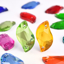 S形手缝钻水晶玻璃平底双孔异形贴钻diy水钻服饰配件婚纱辅料批发